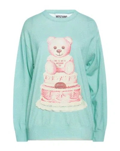 Moschino Couture Woman Sweater Sky Blue Size M Virgin Wool, Cupro, Polyester