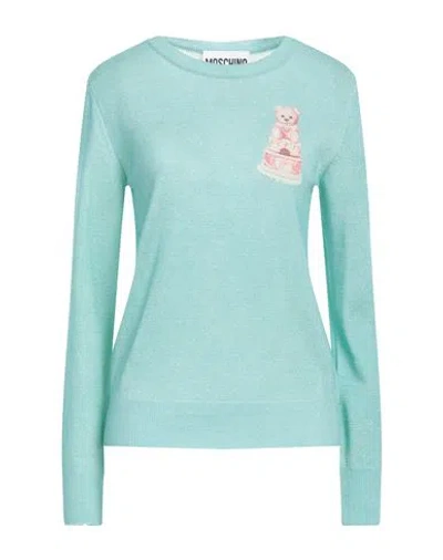 MOSCHINO MOSCHINO COUTURE WOMAN SWEATER TURQUOISE SIZE 10 VIRGIN WOOL