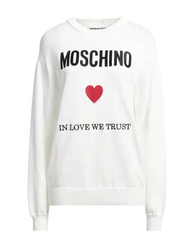 Moschino Woman Sweater White Size L Cotton