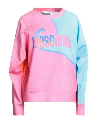 Moschino Woman Sweatshirt Azure Size 6 Cotton In Blue