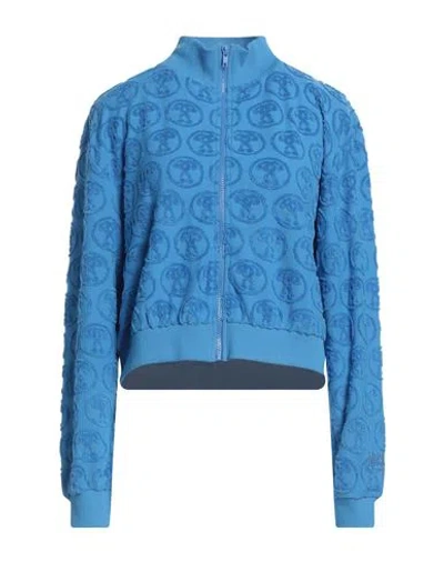 Moschino Woman Sweatshirt Azure Size L Cotton, Polyester In Blue