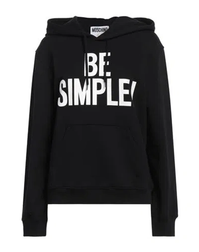 Moschino Slogan-print Cotton Hoodie In Black