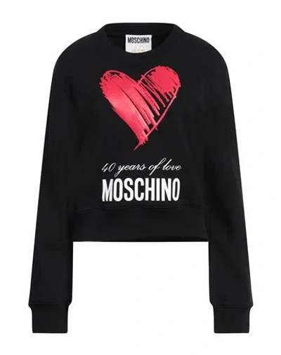 Moschino Woman Sweatshirt Black Size 10 Cotton