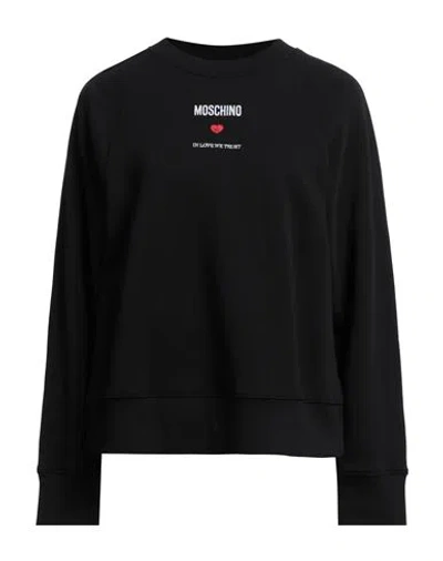 Moschino Woman Sweatshirt Black Size 10 Cotton
