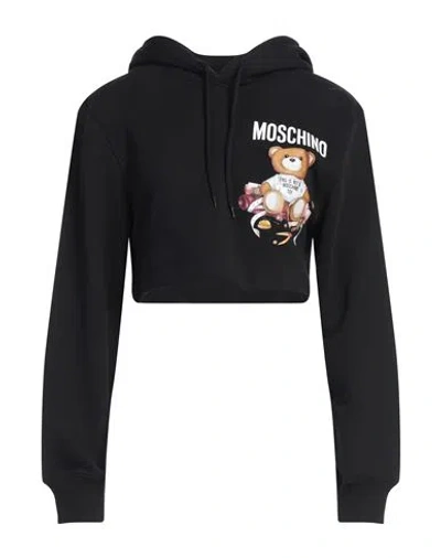 Moschino Woman Sweatshirt Black Size 10 Organic Cotton