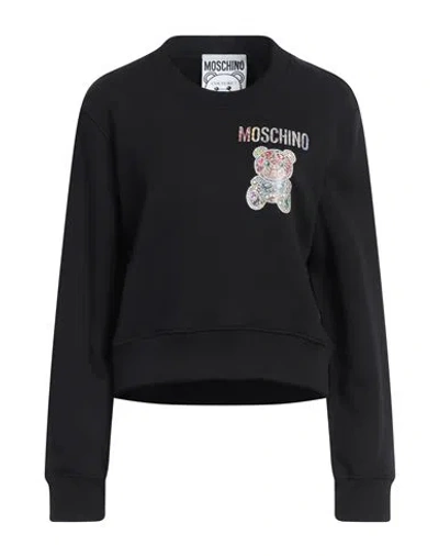 Moschino Woman Sweatshirt Black Size 10 Organic Cotton