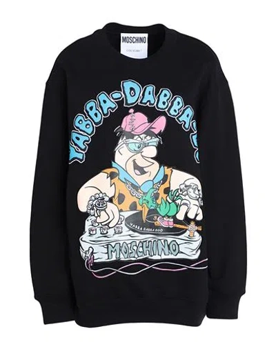 Moschino Woman Sweatshirt Black Size 4 Organic Cotton