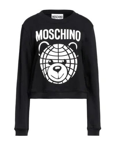 Moschino Woman Sweatshirt Black Size 8 Cotton