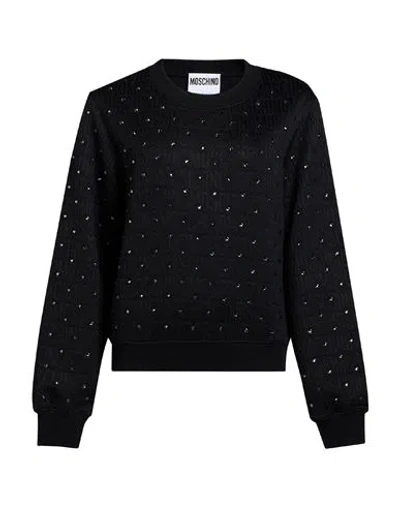 Moschino Woman Sweatshirt Black Size 8 Polyester, Cotton
