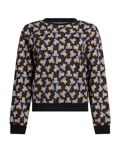 Moschino Woman Sweatshirt Black Size Xl Cotton In Multi
