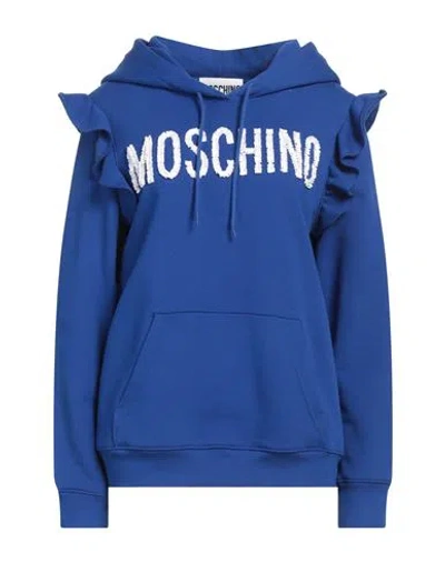 Moschino Woman Sweatshirt Bright Blue Size 6 Cotton