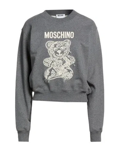 Moschino Woman Sweatshirt Grey Size M Cotton In Gray