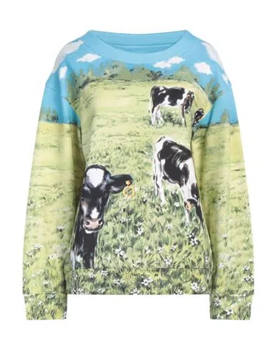 Moschino Woman Sweatshirt Light Green Size 14 Cotton