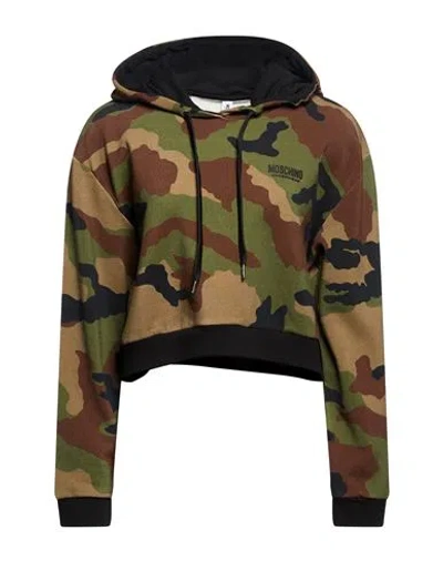 Moschino Woman Sweatshirt Military Green Size S Cotton, Elastane