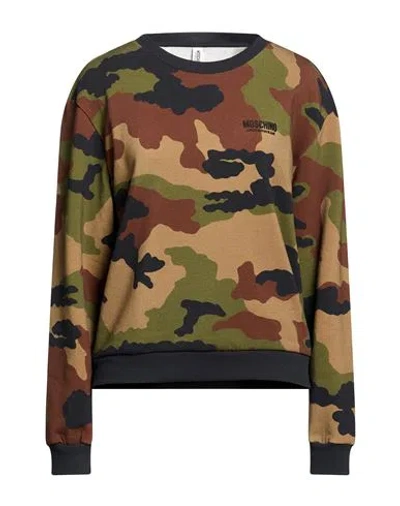 Moschino Woman Sweatshirt Military Green Size Xs Cotton, Elastane In Multi