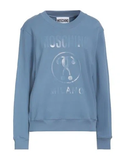 Moschino Woman Sweatshirt Pastel Blue Size 14 Cotton