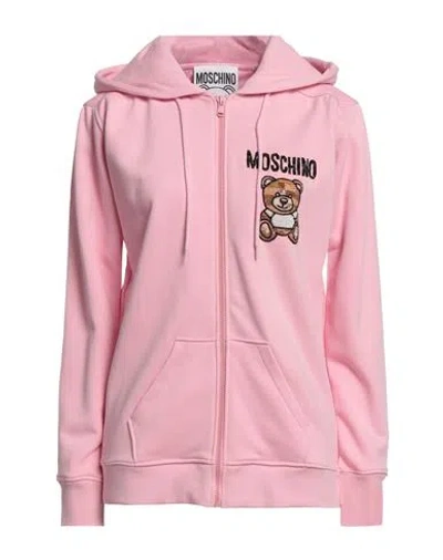 Moschino Woman Sweatshirt Pink Size 6 Cotton, Glass, Pvc - Polyvinyl Chloride, Silk