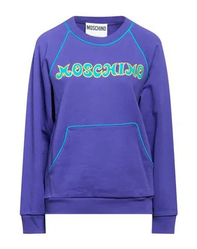 Moschino Woman Sweatshirt Purple Size 6 Cotton