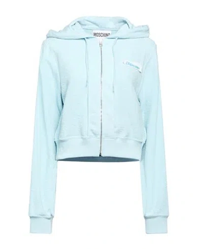 Moschino Woman Sweatshirt Sky Blue Size 4 Cotton