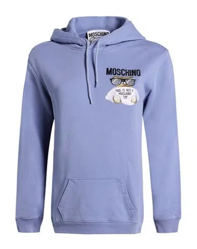 Moschino Woman Sweatshirt Slate Blue Size 4 Cotton