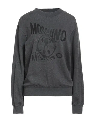 Moschino Woman Sweatshirt Steel Grey Size 12 Cotton
