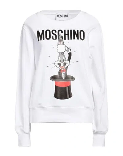 Moschino Woman Sweatshirt White Size 10 Cotton