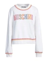 Moschino Crewneck Sweatshirt With Embroidered Logo And Scalloped Trim In White