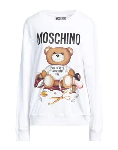 Moschino Woman Sweatshirt White Size 10 Organic Cotton