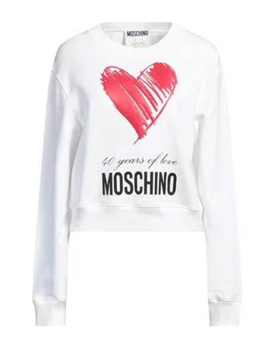 Moschino Cotton Jersey Printed Logo Sweatshirt In White