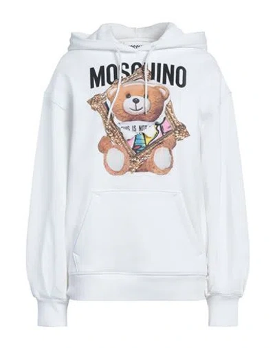 Moschino Woman Sweatshirt White Size 14 Cotton