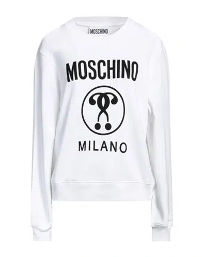 Moschino Woman Sweatshirt White Size 14 Cotton