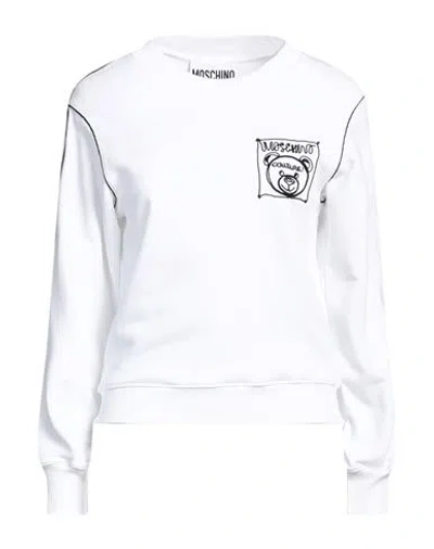 Moschino Woman Sweatshirt White Size 2 Cotton