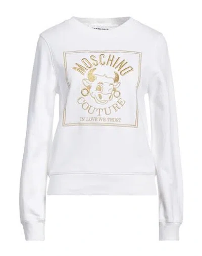 Moschino Woman Sweatshirt White Size 4 Cotton In Gray