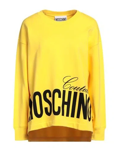 Moschino Woman Sweatshirt Yellow Size 10 Cotton