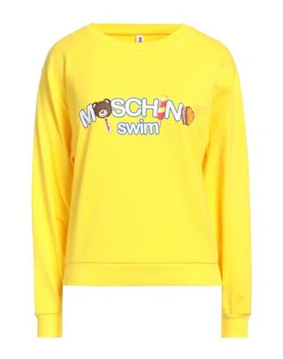 Moschino Woman Sweatshirt Yellow Size L Cotton, Elastane
