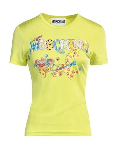 Moschino Woman T-shirt Lime Green Size 8 Viscose, Elastane