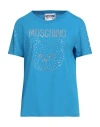 Moschino Woman T-shirt Azure Size 14 Organic Cotton In Blue