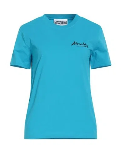 Moschino Woman T-shirt Azure Size 6 Cotton In Blue