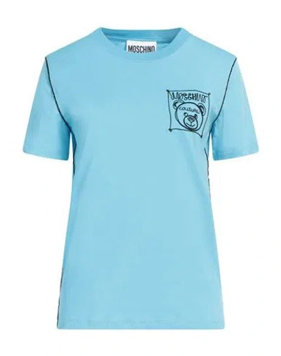 Moschino Woman T-shirt Azure Size 6 Cotton In Blue