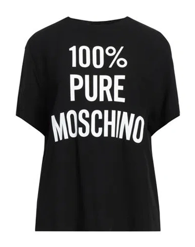 Moschino Woman T-shirt Black Size 10 Acetate, Viscose