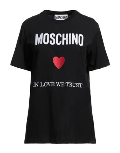 MOSCHINO MOSCHINO WOMAN T-SHIRT BLACK SIZE 10 COTTON