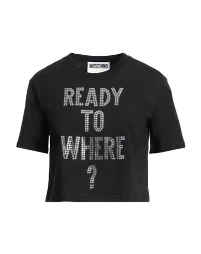 MOSCHINO MOSCHINO WOMAN T-SHIRT BLACK SIZE 8 COTTON