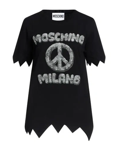 Moschino Woman T-shirt Black Size 6 Organic Cotton