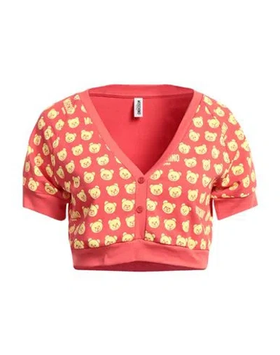 Moschino Woman T-shirt Coral Size S Cotton, Elastane In Red