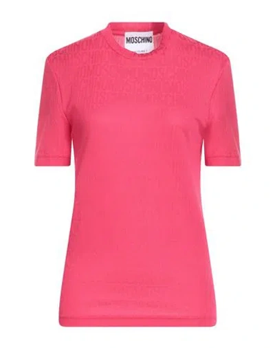 Moschino Woman T-shirt Fuchsia Size 14 Polyester, Cotton In Pink