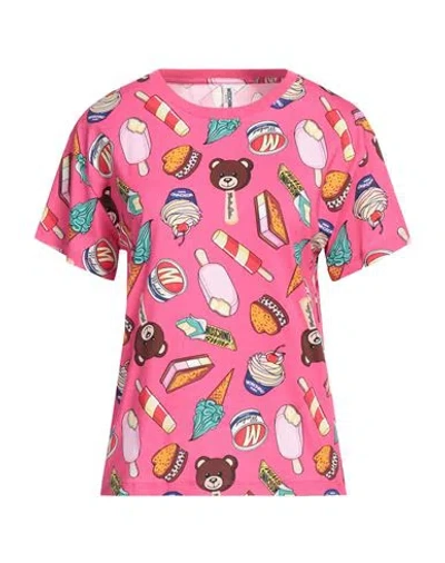 Moschino Woman T-shirt Fuchsia Size L Cotton, Elastane In Pink