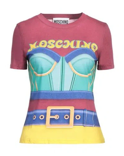 Moschino Woman T-shirt Garnet Size 14 Cotton In Red