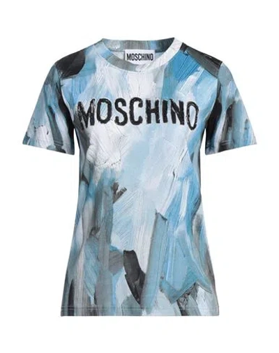 Moschino Woman T-shirt Light Blue Size 14 Cotton