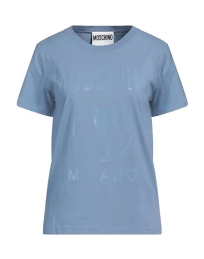 Moschino Woman T-shirt Light Blue Size 6 Cotton