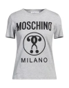 Moschino Double Question Mark Plain Knitted T-shirt In Grey